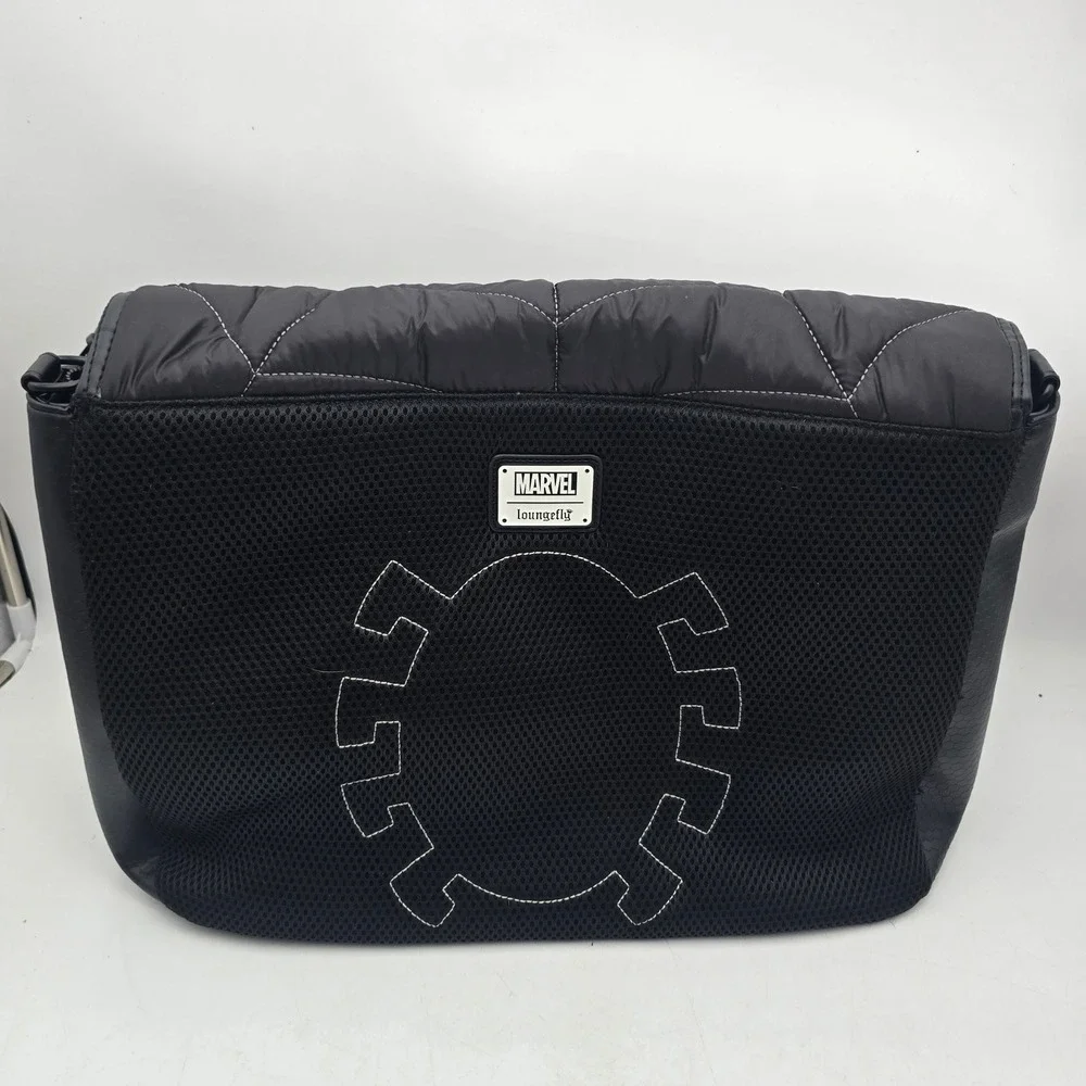 Loungefly Marvel Spider-Man Quilted Messenger Laptop Crossbody Bag Black